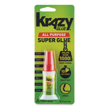 Krazy Glue All Purpose Super Glue - Front of Brush-On 5 gram Package