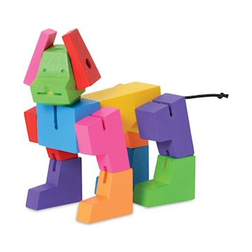 Open in modal - Areaware Milo Cubebot Wooden Figure - Multicolor