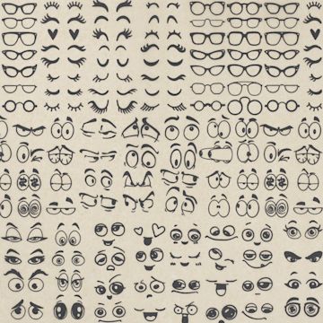Open in modal - Elan Transfers Underglaze Transfer Sheet - Googly Eyes, Black - close-up