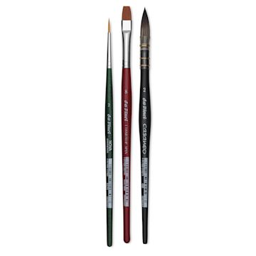 Open in modal - Da Vinci Botanical Art Synthetic Watercolor Brushes - Set of 3, brushes laid out