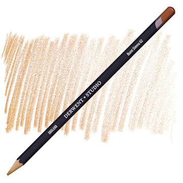 Open in modal - Derwent Studio Colored Pencil - Burnt Sienna pencil and swatch