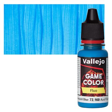Open in modal - Vallejo Game Color Acrylic Paint - Fluorescent Blue - Bottle and Swatch