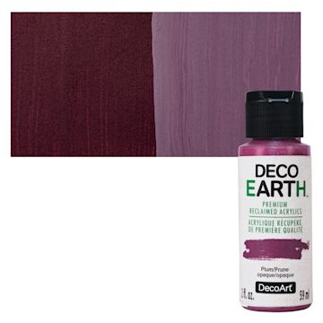 Open in modal - DecoArt DecoEarth Premium Reclaimed Acrylic Paint - Plum, 2 oz bottle with swatch
