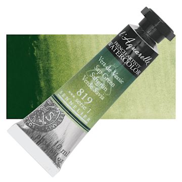 Open in modal - Sennelier French Artists' Watercolor - Sap Green, 10 ml Tube and swatch