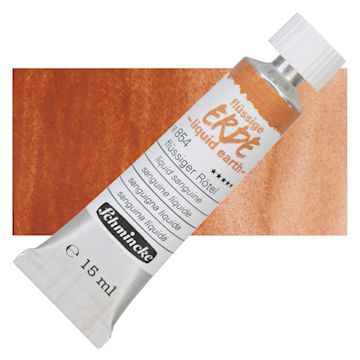 Open in modal - Schmincke Liquid Earth Watercolor Tube - Liquid Sanguine, 15 ml tube and swatch
