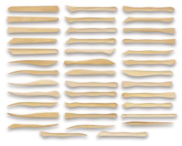 Open in modal - Boxwood Clay Tool Sets - Set of 38 6" long tools shown horizontally