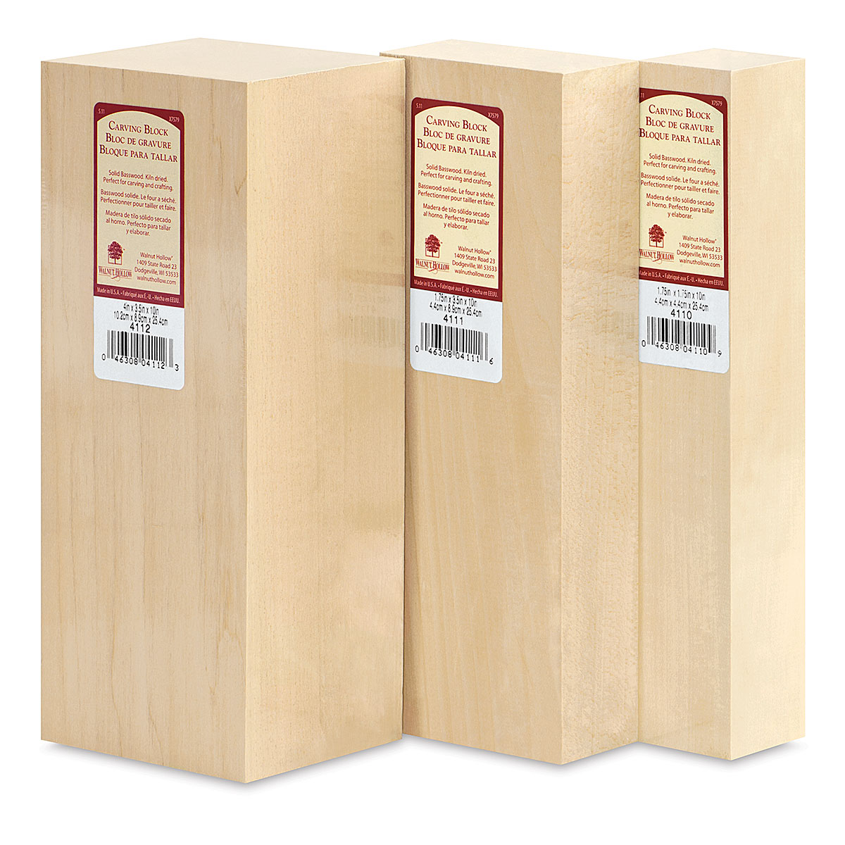 Pack of 3, Basswood Carving Wood Blocks Craft 2 x 3 x 12