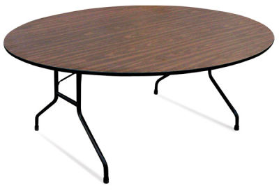 Correll Round Folding Table with steel legs and top shown