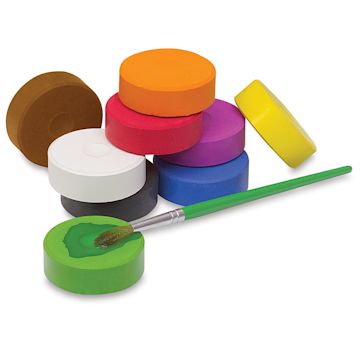 Open in modal - Blick Tempera Cakes, various tempera cakes with a brush