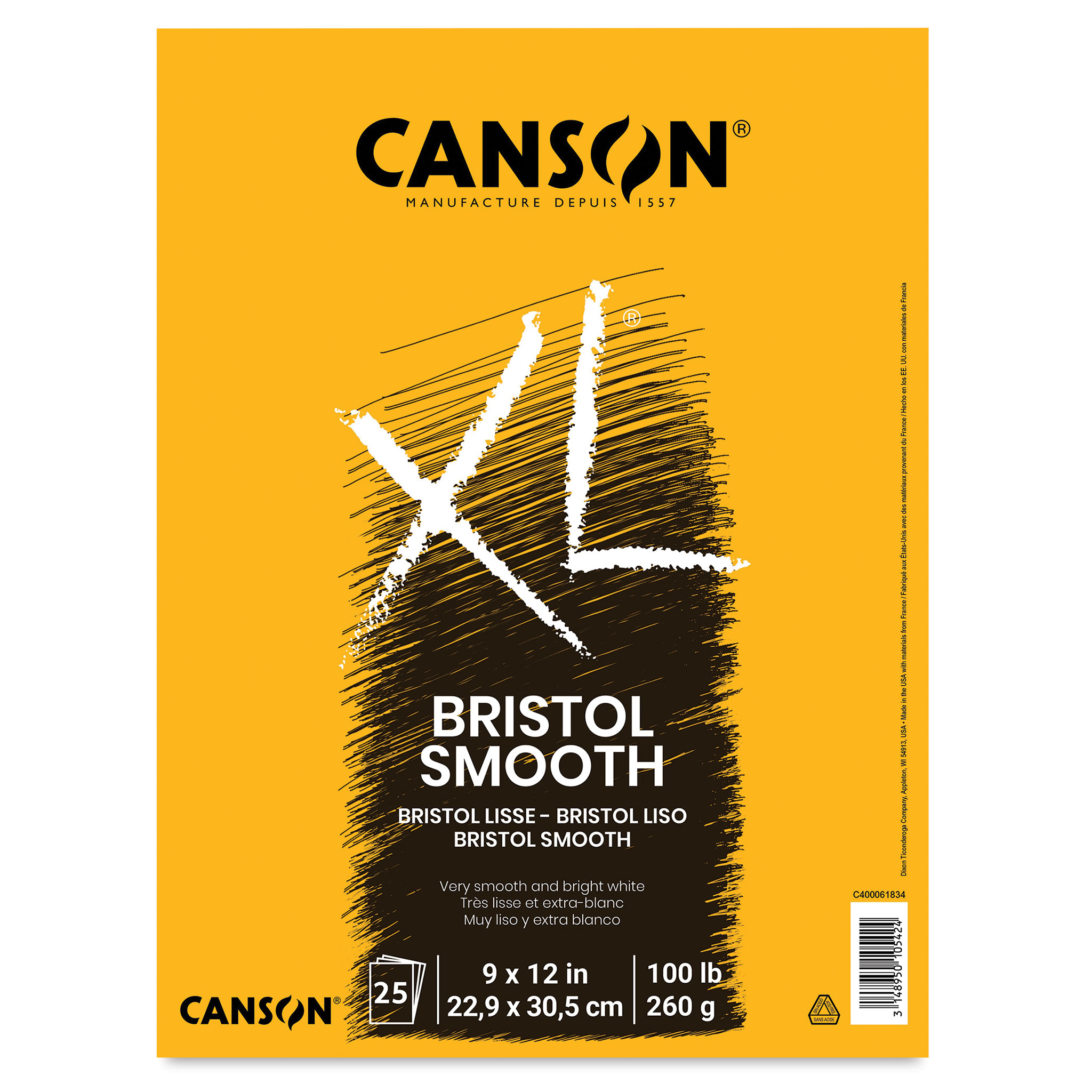 Canson XL Black Drawing Pad, 9 inch x 12 inch, 40 Sheets