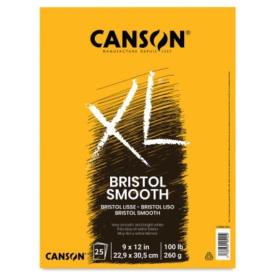Canson XL Bristol - Pad, 9" x 12", Smooth, 25 Sheets, Tapebound