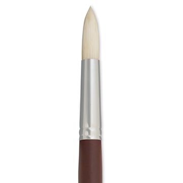 Open in modal - Silver Brush Silverstone Premium White Hog Bristle Brush - Round, Long Handle, Size 10 close up