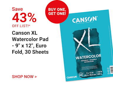Save 43% off list. Buy one, get one. Canson XL Watercolor Pad - 9" x 12", Euro Fold, 30 Sheets. Shop Now.
