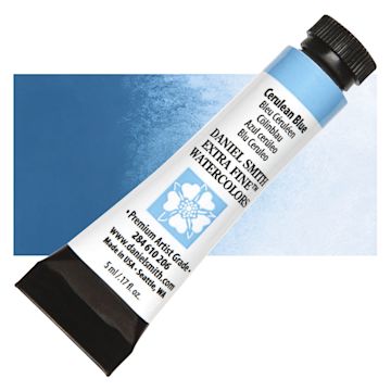 Open in modal - Daniel Smith Extra Fine Watercolor - Cerulean Blue, 5 ml Tube and swatch