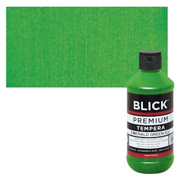 Open in modal - Blick Premium Grade Tempera - Emerald Green, 8 oz bottle and swatch