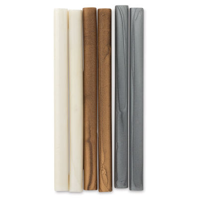 Manuscript Sealing Gun Wax Sticks - Components of 6 pc Metallic Colors Set shown upright