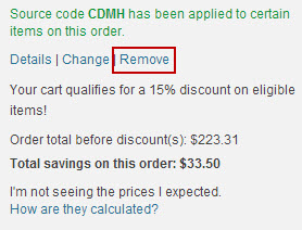 remove or change discount code