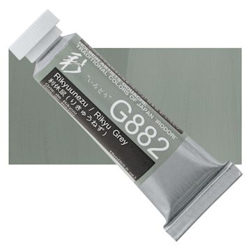 Open in modal - Holbein Irodori Artist Gouache - Rikyu Grey, 15 ml, Tube and swatch