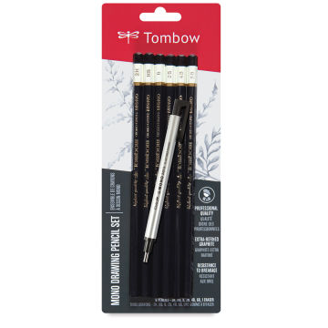 
Tombow Mono Professional Drawing Pencils -Front of package of Set of 6 Assorted Pencils with Eraser