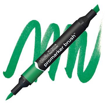 Open in modal - Winsor & Newton Promarker Brush Marker - Lush Green marker and swatch