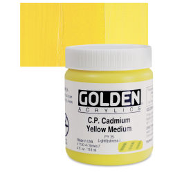 Golden Heavy Body Artist Acrylics - Cadmium Yellow Medium, 4 oz Jar