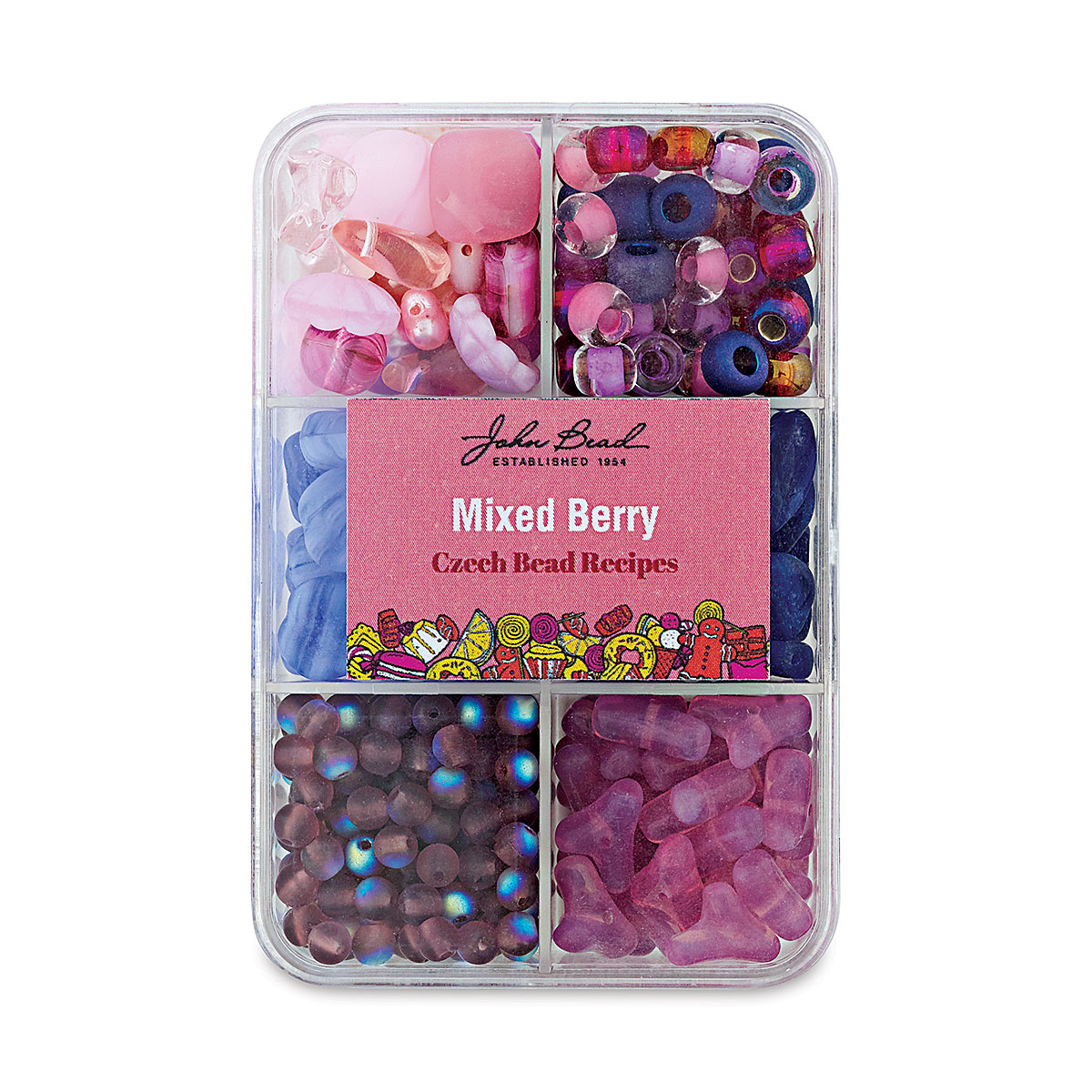 John Bead Czech Glass Bead Recipe Box - Mixed Berry | BLICK Art Materials