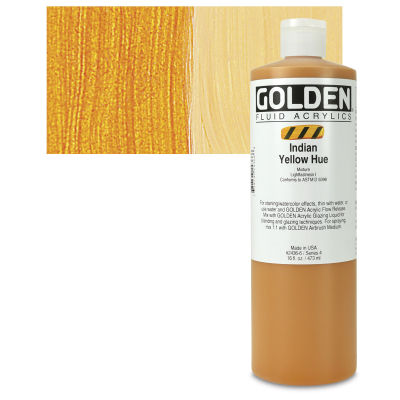 Golden Fluid Acrylics - Indian Yellow Historical Hue, 16 oz bottle