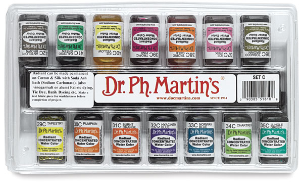 Dr. Ph. Martin's Radiant Concentrated Watercolor Set - 1/2 oz, Set of 14,  Assorted, Set C