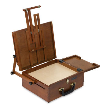 Sienna Plein Air All in One Pochade Box - shown open with mast partially extended