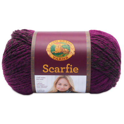 Lion Brand Scarfie Yarn - Charcoal/Magenta, 312 yds
