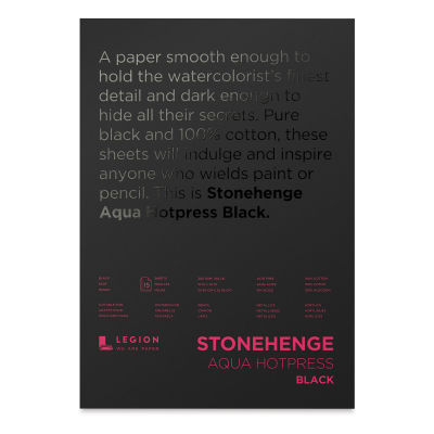 Legion Stonehenge Aqua Black Watercolor Paper Pad - 10" x 14", Hot Press, 15 Sheets