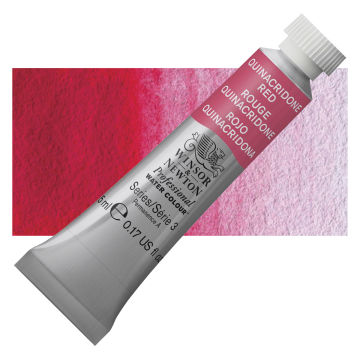 Open in modal - Winsor & Newton Professional Watercolor - Quinacridone Red, 5 ml Tube and swatch