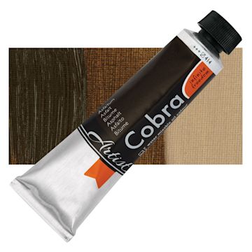 Open in modal - Cobra Artist Water Mixable Oil Paint - Asphaltum, 40 ml tube and swatch
