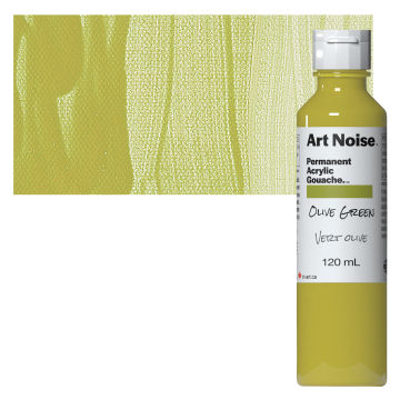 Tri-Art Art Noise Permanent Acrylic Gouache - Olive Green, 120 ml, Bottle with swatch