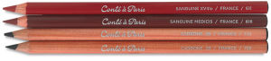 Conté à Paris Sketching Pencils - 2 shades each of Carbone and Sanguine pencils shown horizontally