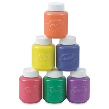 Open in modal - Crayola Washable Kids' Paints - Classic Colors, Set of 6, stacked jars