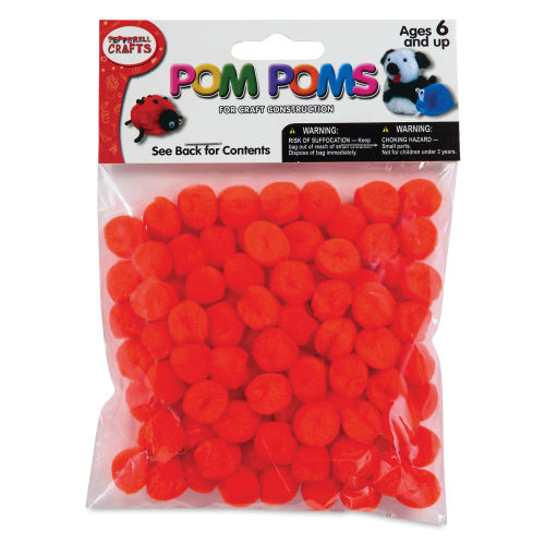 Pepperell Craft Pom Poms - Pkg of 100, 1/2, Orange
