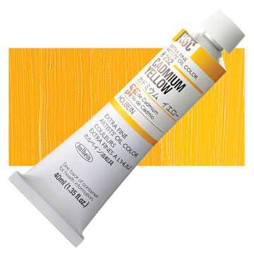 Open in modal - Holbien Artists' Oil Color - Cadmium Yellow, 40 ml tube and swatch