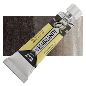 Open in modal - Rembrandt Artist Watercolor - Van Dyke Brown, 10 ml tube and swatch