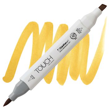 Open in modal - ShinHan Touch Twin Brush Marker - Deep Yellow YR32 marker and swatch