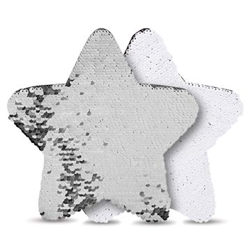 Open in modal - Craft Express Sublimation Printing Flip Sequin Patches - Star, 7" x 7", Silver, Pkg of 2