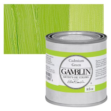 Open in modal - Gamblin Artist's Oil Color - Cadmium Green, 8 oz Can and swatch