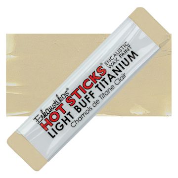 Open in modal - Enkaustikos Hot sticks Encaustic Wax Paint - Light Buff Titanium, 13 ml stick and swatch