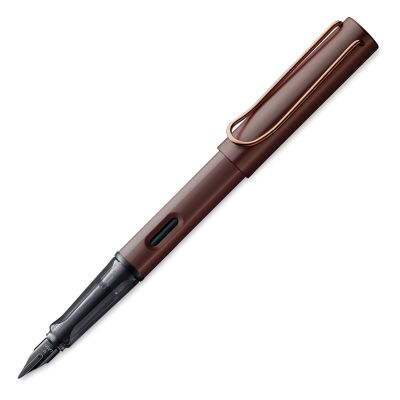 Lamy Lx Fountain Pen - Marron color pen open and at angle