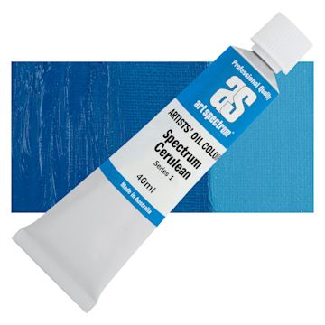 Open in modal - Art Spectrum Artists' Oil Paint - Spectrum Cerulean, 40 ml tube and swatch