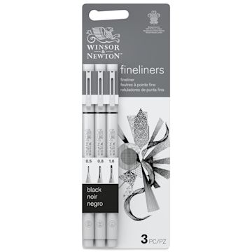 Open in modal - Winsor & Newton Fineliner - Black, Fine, Set of 3, front of the packaging