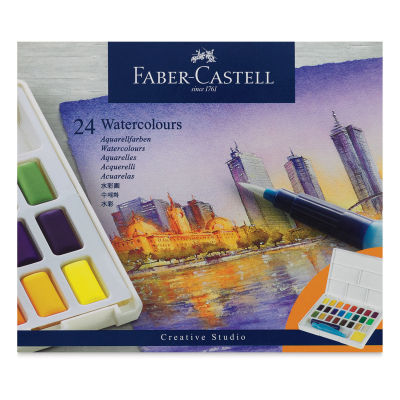 Faber Castell Creative Studio Half Pan Watercolor Sets - Front of package of set 