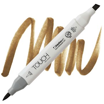 Open in modal - ShinHan Touch Twin Brush Marker - Raw Umber BR102 marker and swatch