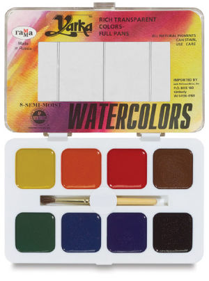 Yarka Semi Moist Watercolor Pan 8-Color Set. Inside of package.