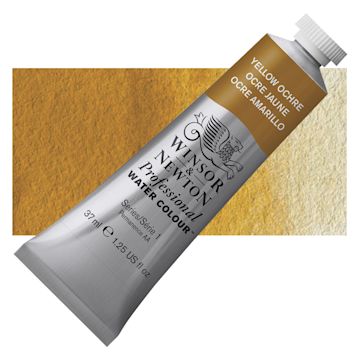 Open in modal - Winsor & Newton Professional Watercolor - Yellow Ochre, 37 ml tube and swatch